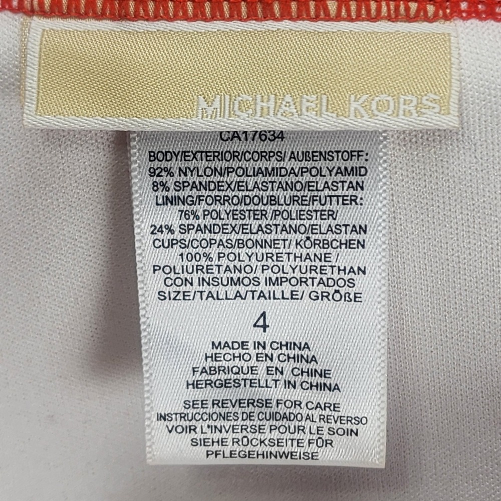 Michael Kors Womens Bikini Set Size 4 Red Bandeau Side Tie MK48427 - Picture 5 of 12